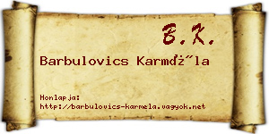 Barbulovics Karméla névjegykártya
